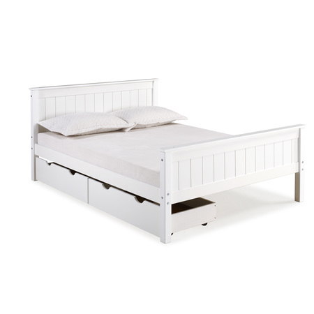 ALATERRE FURNITURE Harmony Full Wood Platform Bed with Storage Drawers, White AJHO20WHS
